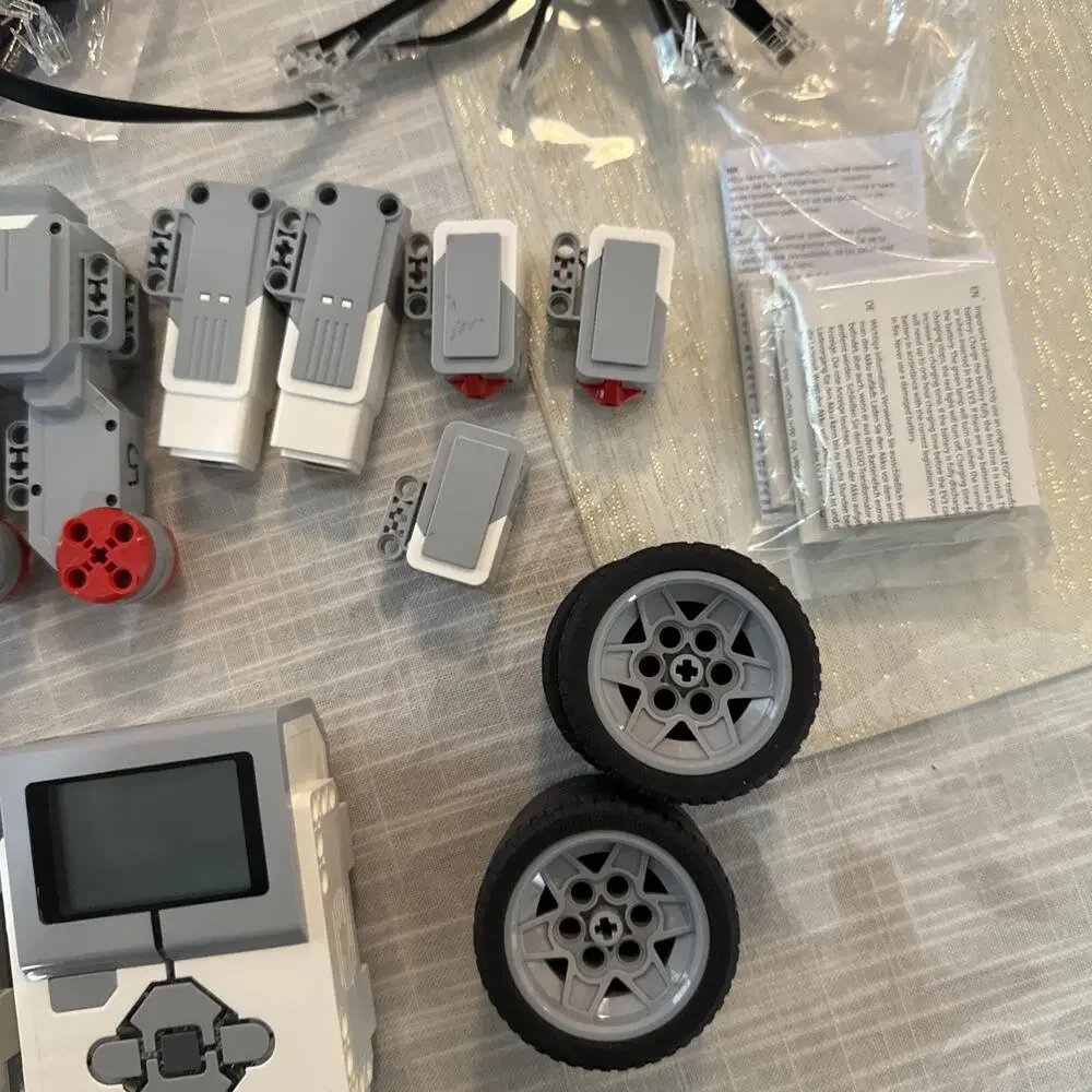 Lego Mindstorms EV3 Intelligent Brick w/ Cords, Wheels, & Misc Parts, Manual